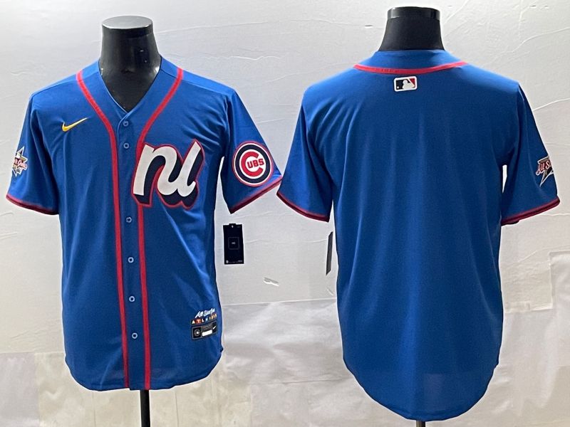 Men 2025 Chicago Cubs Blank Blue All star Blank Blue Nike MLB Jersey style 1->chicago cubs->MLB Jersey